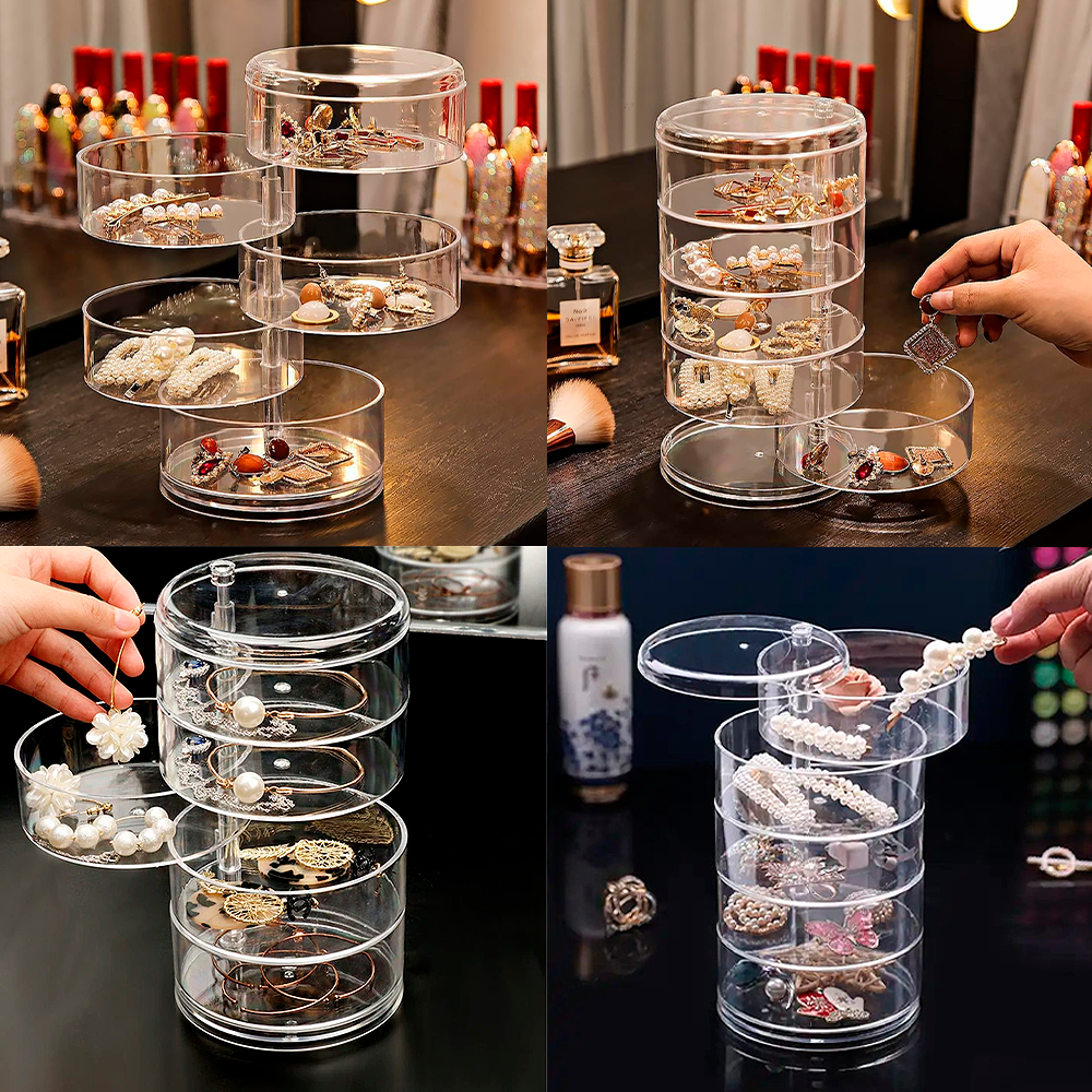 JOYERO PLEGABLE TRANSPARENTE DE 5 NIVELES