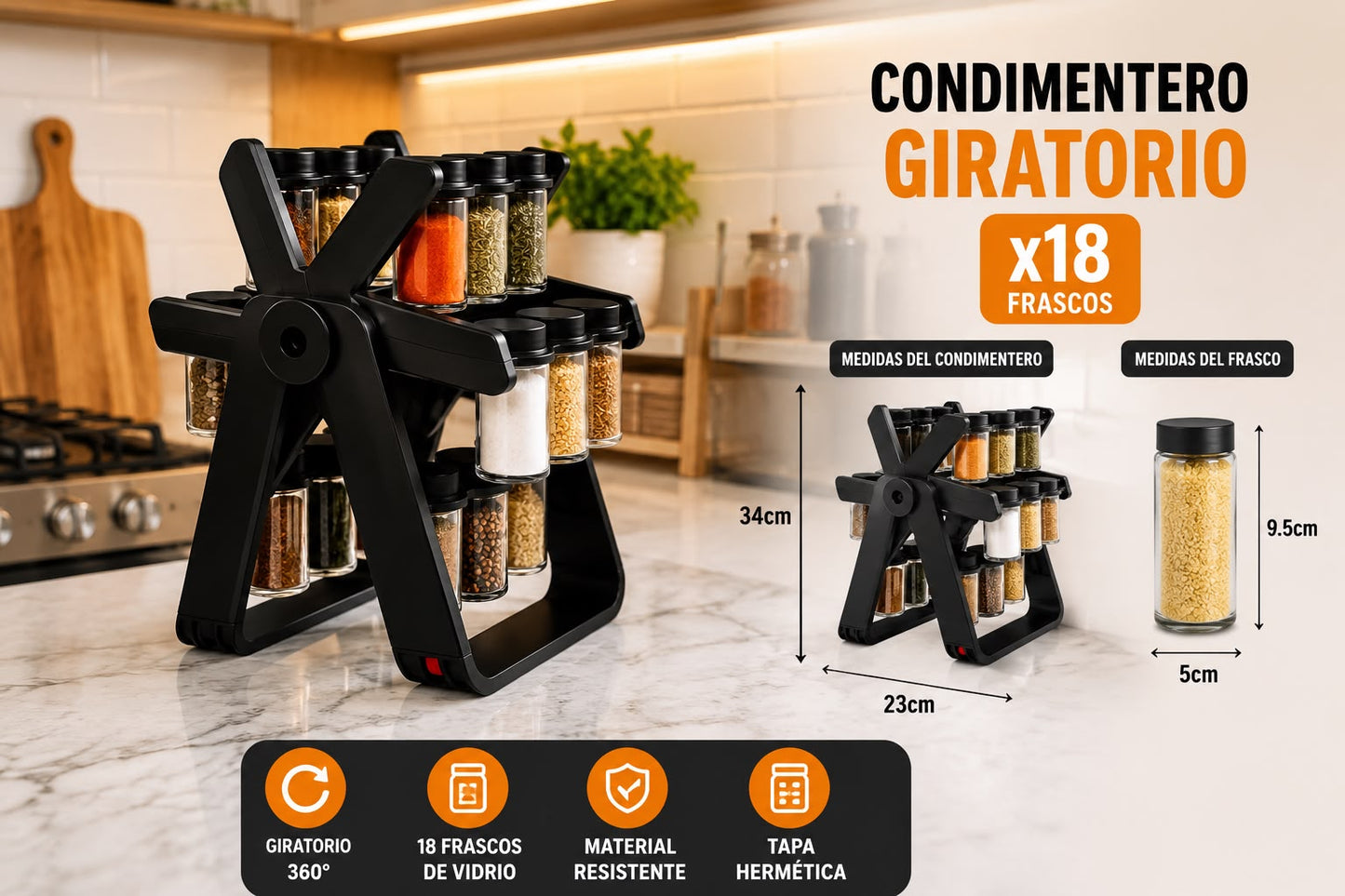 CONDIMENTERO GIRATORIO 18PCS