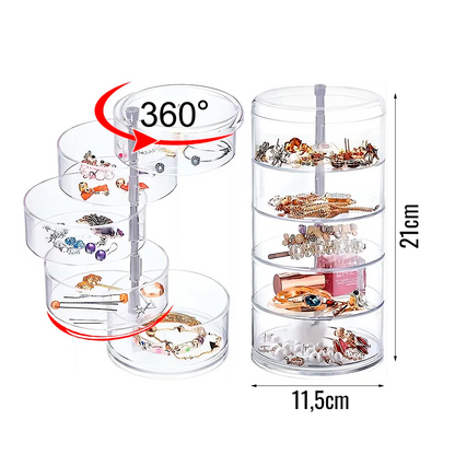 JOYERO PLEGABLE TRANSPARENTE DE 5 NIVELES