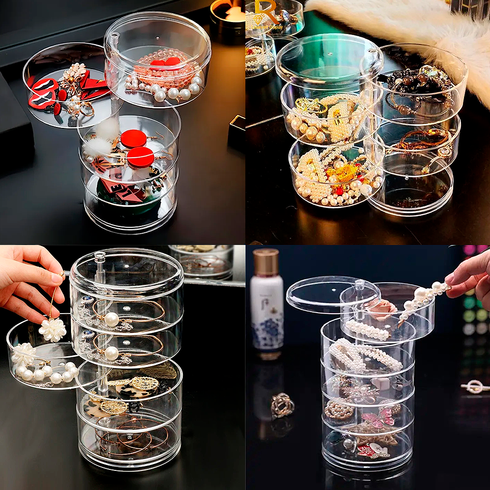 JOYERO PLEGABLE TRANSPARENTE DE 5 NIVELES